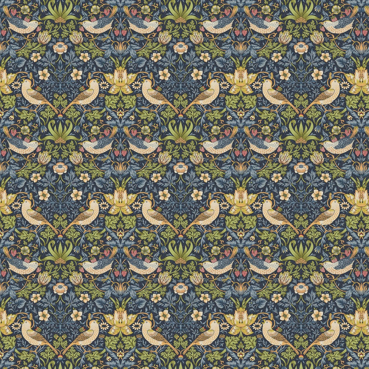 William Morris Strawberry Thief Navy Blue Tablecloth , Floral Birds Tablecloth , Round Tablecloth , Square Tablecloth , Tablecloth UK