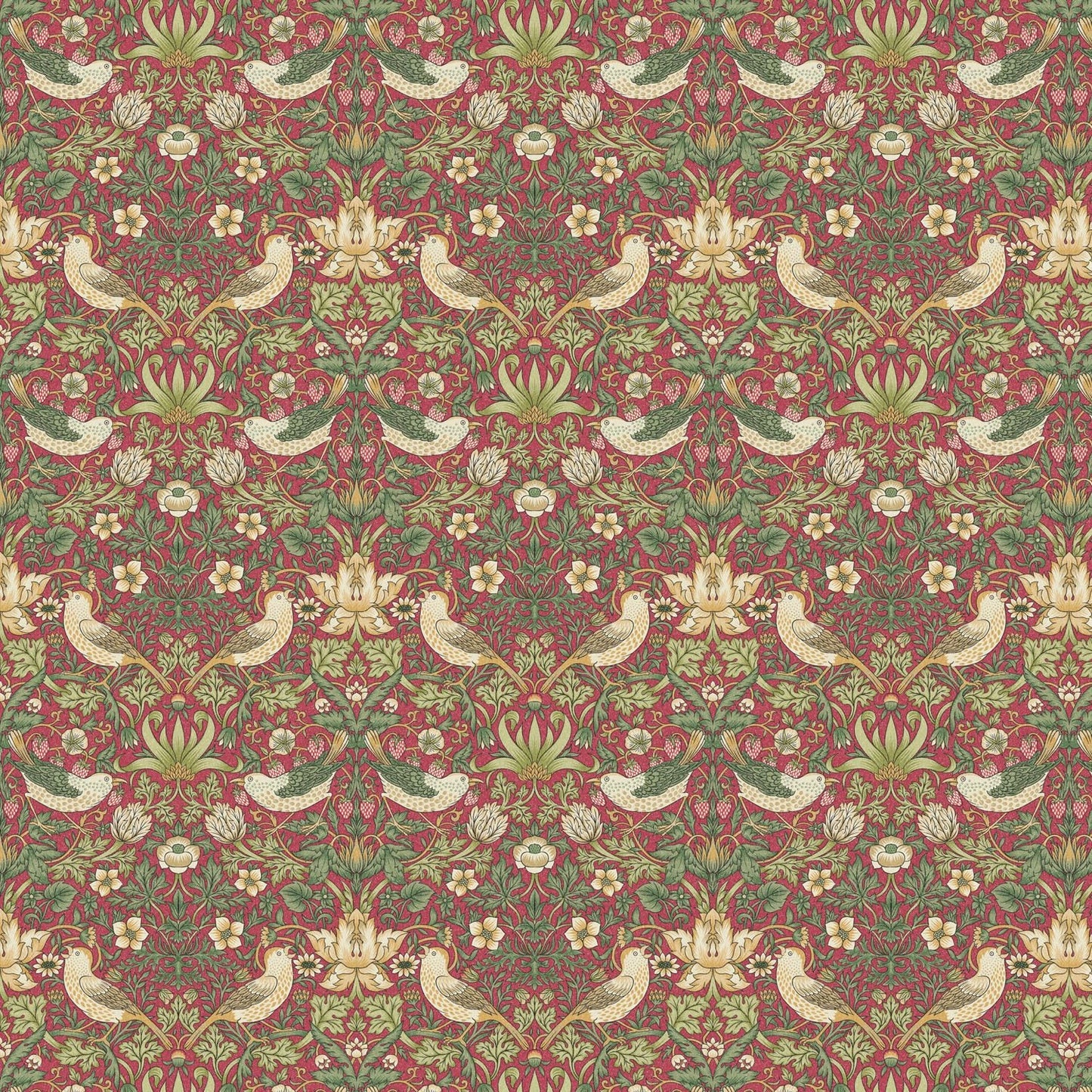 William Morris Tablecloth Strawberry Thief Crimson Red , Floral Birds Tablecloth , Round Tablecloth , Square Tablecloth , Tablecloth UK