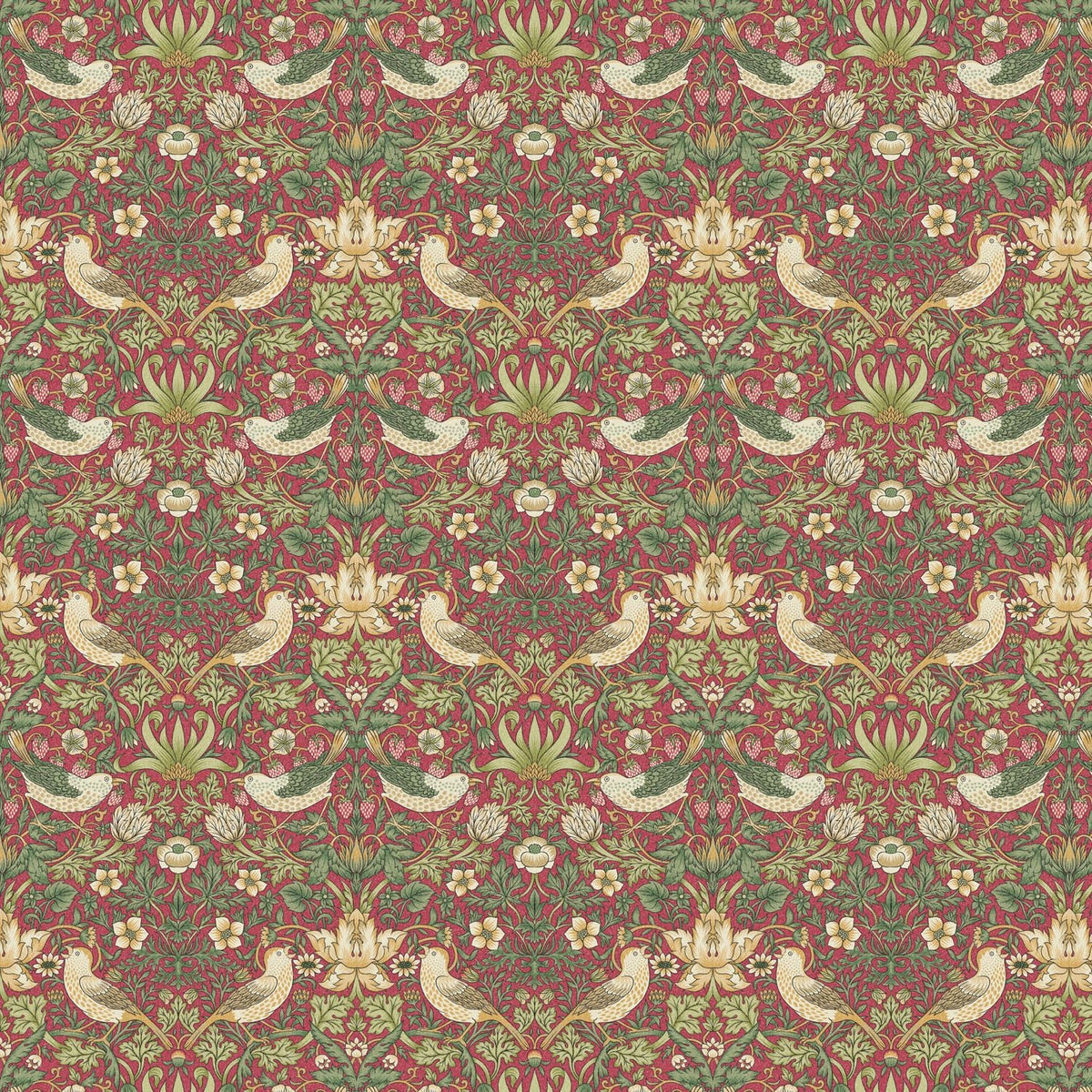 William Morris Tablecloth Strawberry Thief Crimson Red , Floral Birds Tablecloth , Round Tablecloth , Square Tablecloth , Tablecloth UK