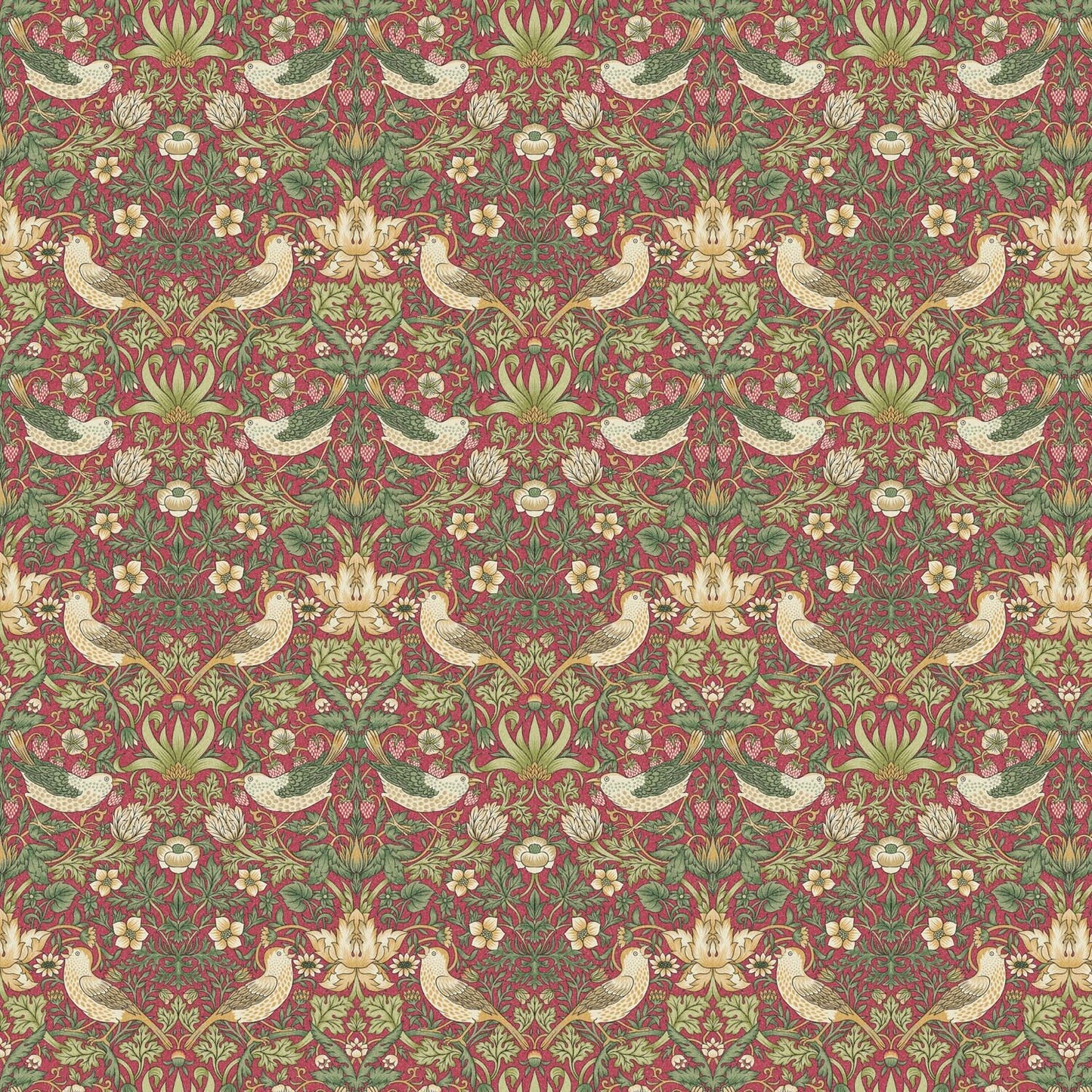 William Morris Tablecloth Strawberry Thief Crimson Red , Floral Birds Tablecloth , Round Tablecloth , Square Tablecloth , Tablecloth UK