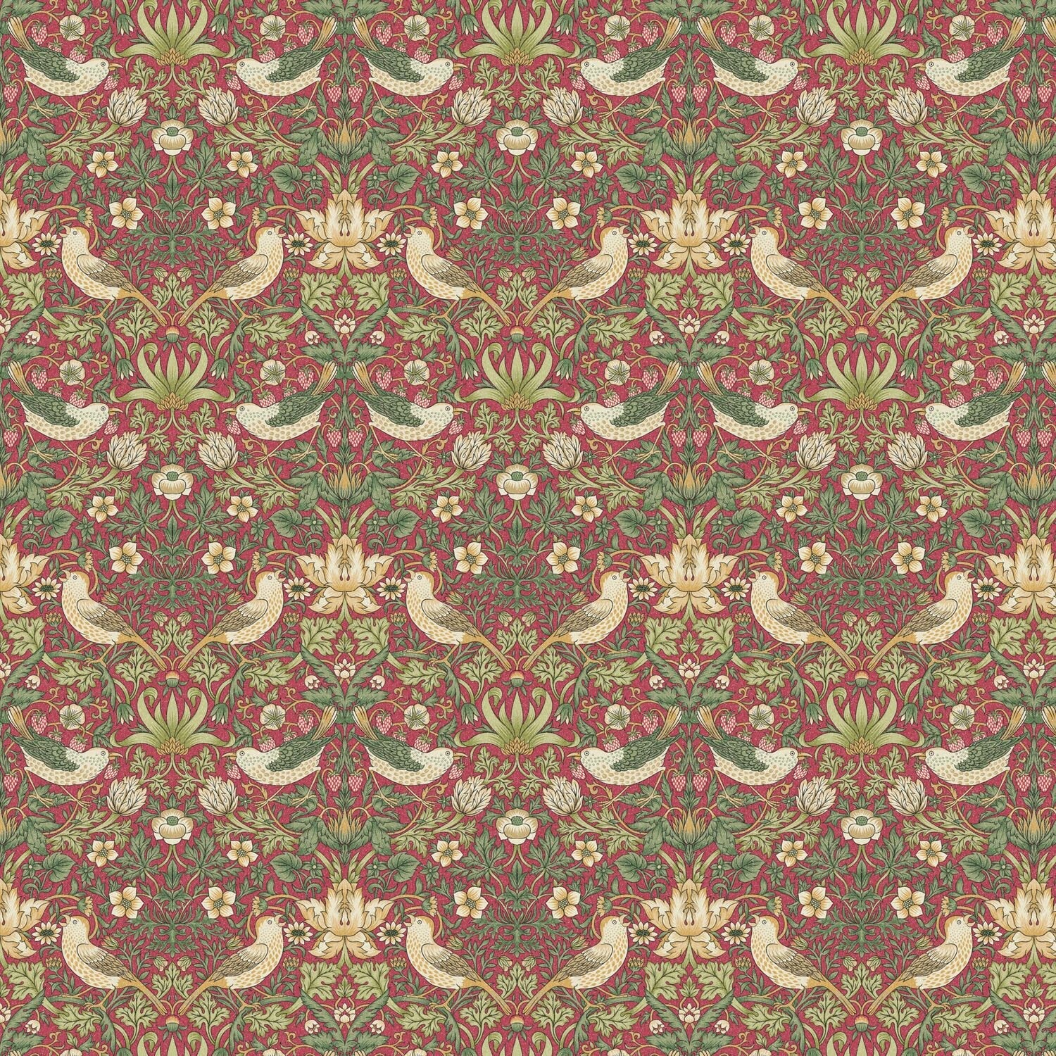William Morris Tablecloth Strawberry Thief Crimson Red , Floral Birds Tablecloth , Round Tablecloth , Square Tablecloth , Tablecloth UK