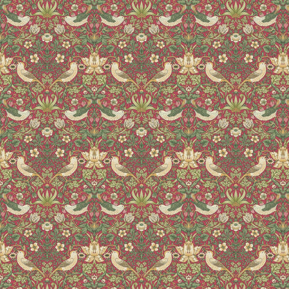 William Morris Tablecloth Strawberry Thief Crimson Red , Floral Birds Tablecloth , Round Tablecloth , Square Tablecloth , Tablecloth UK