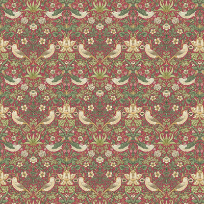 William Morris Tablecloth Strawberry Thief Crimson Red , Floral Birds Tablecloth , Round Tablecloth , Square Tablecloth , Tablecloth UK