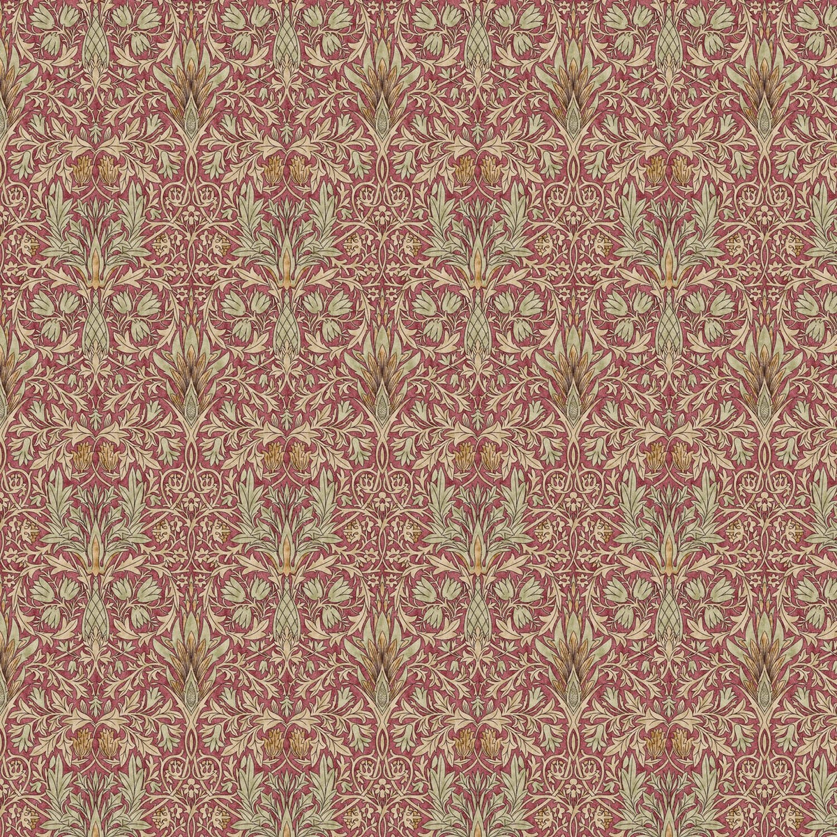 William Morris Snakeshead Tablecloth: Wine Red Floral Print, Handmade Cotton