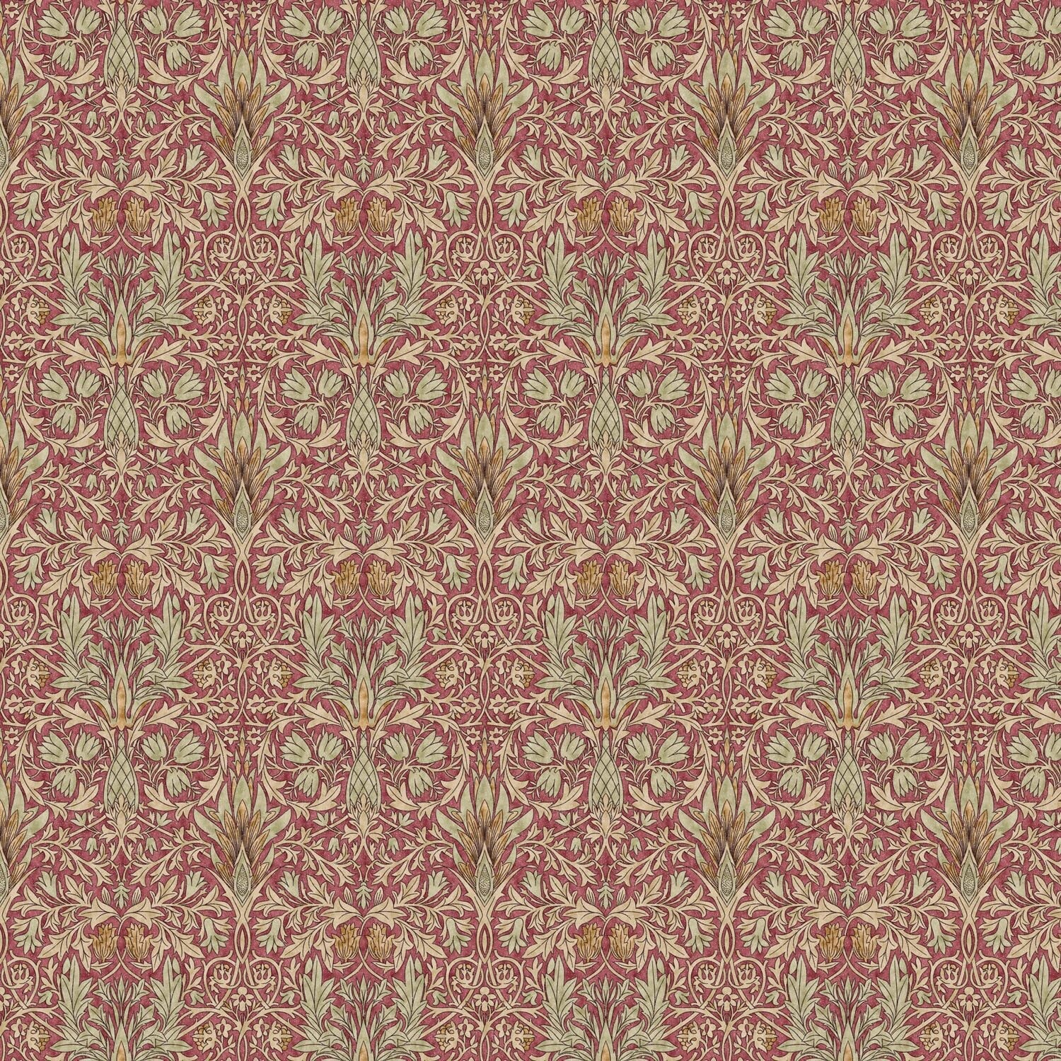 William Morris Snakeshead Tablecloth: Wine Red Floral Print, Handmade Cotton