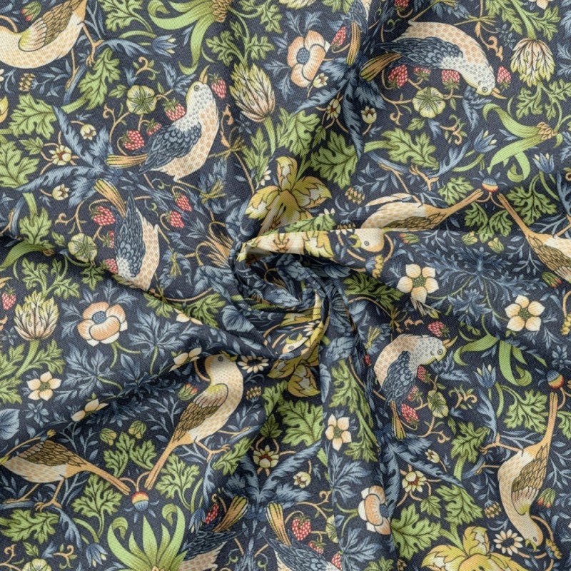 William Morris Coated Tablecloth Strawberry Thief , Water Resistant Tablecloths , Outdoor Tablecloth , Round Oval Rectangle Tablecloth