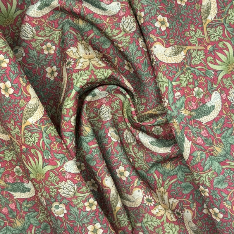 Oval William Morris Coated Tablecloth Strawberry Thief , Water Resistant Tablecloths , Outdoor Tablecloth , Round Oval Rectangle Tablecloth