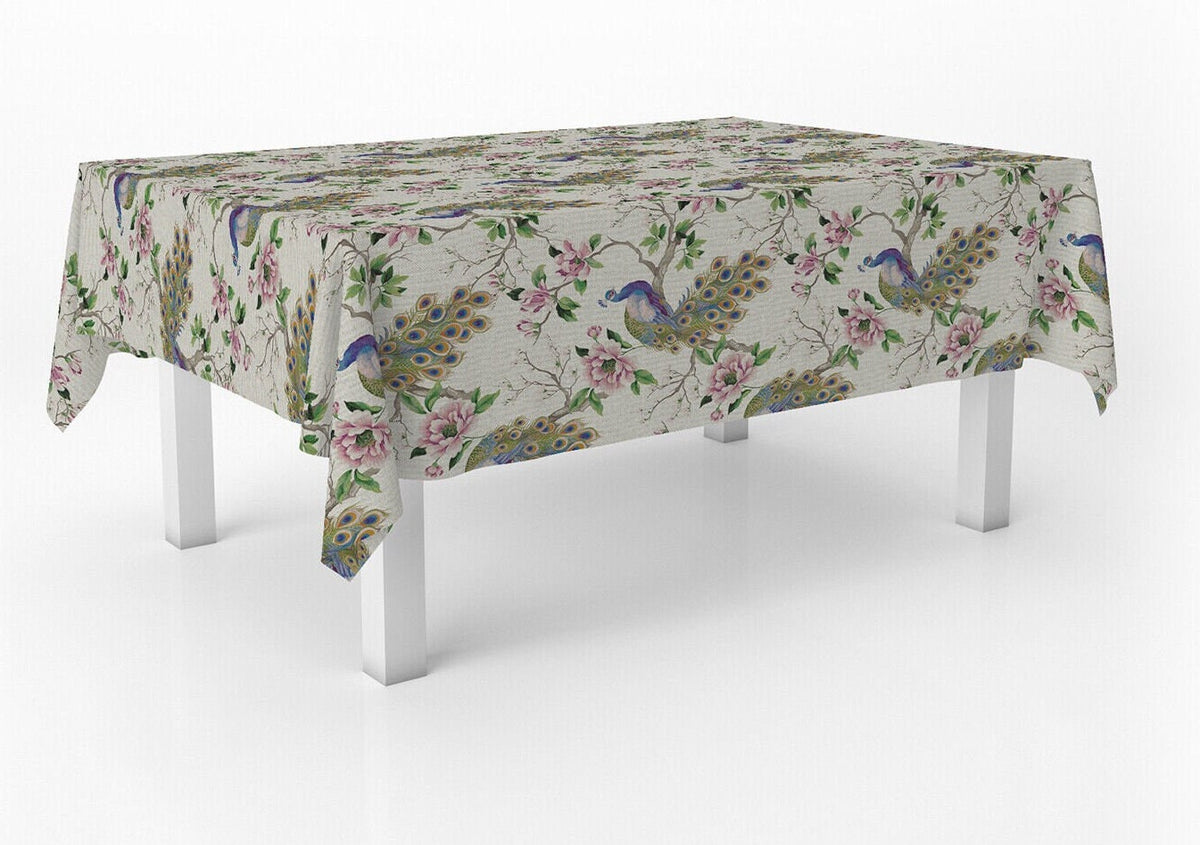 Peacock Floral Tablecloth , Peacock Tablecloth , Round Tablecloth , Square Tablecloth , Tablecloth UK