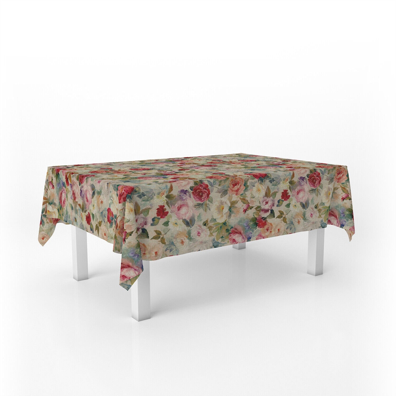 Vintage Rose Tablecloth , Floral Tablecloth , Round Tablecloth , Oval Tablecloth , Rectangle Tablecloth