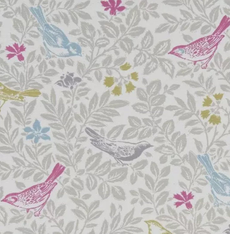Bird Song Floral Summer Beige Pink Blue Cushion Cover , Throw Pillow , Scatter Cushions , Cushion Cover UK