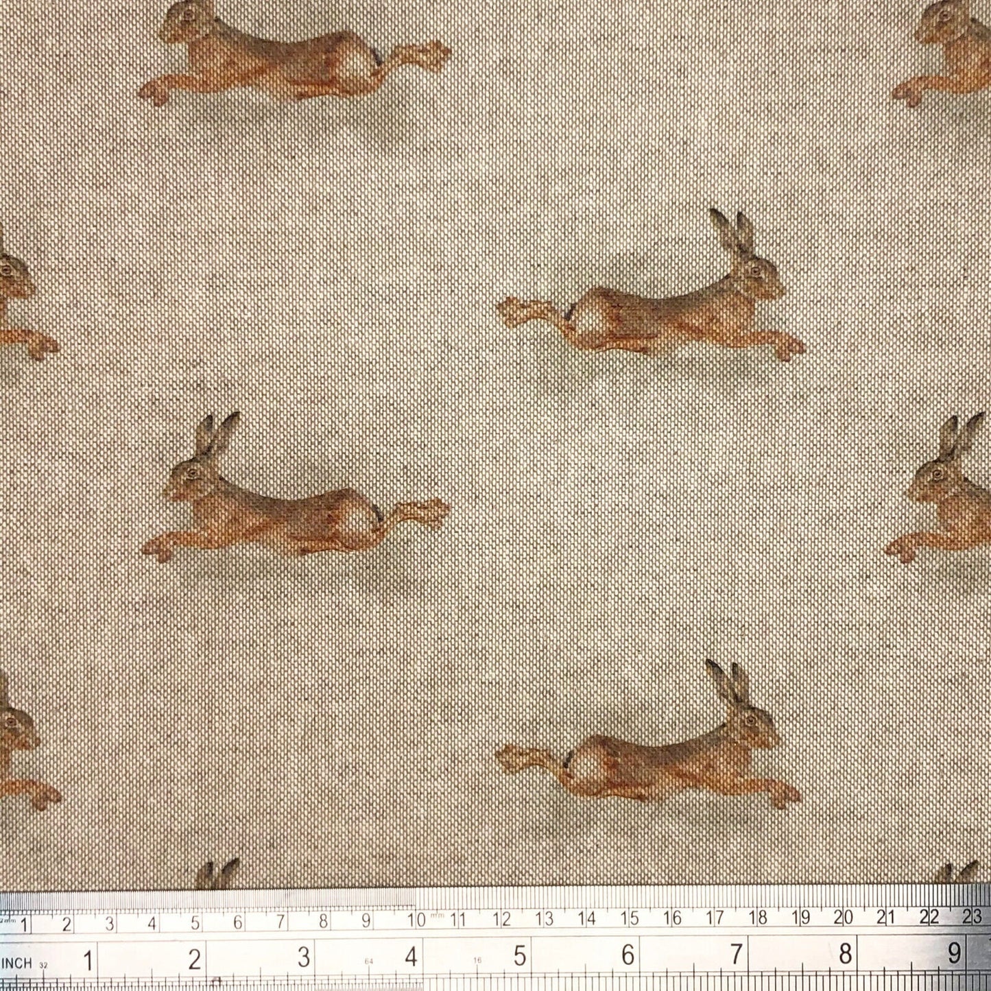 Leaping Hare Rabbit Beige Tablecloth Napkins, Round Oval Rectangle , Handmade UK