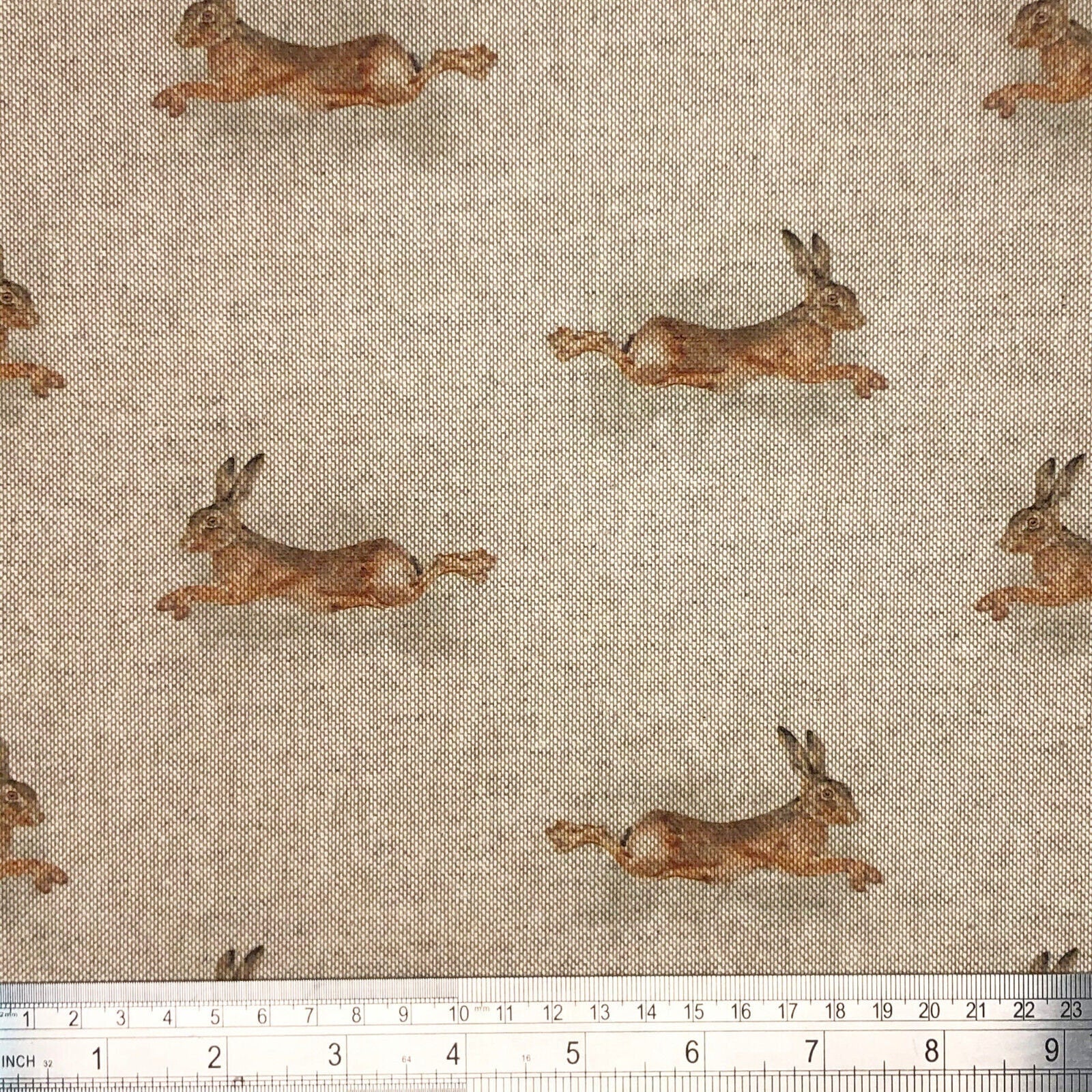 Leaping Hare Rabbit Beige Tablecloth Napkins, Round Oval Rectangle , Handmade UK