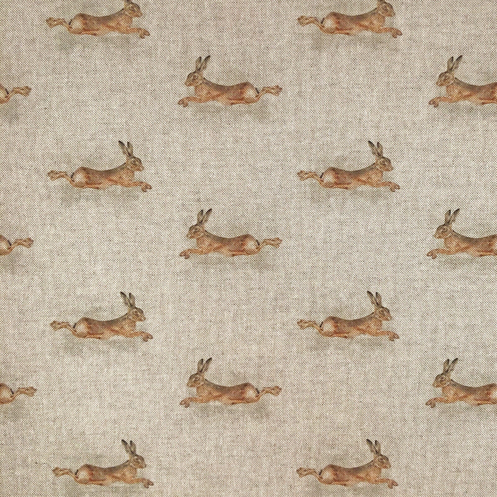 Leaping Hare Rabbit Beige Tablecloth Napkins, Round Oval Rectangle , Handmade UK