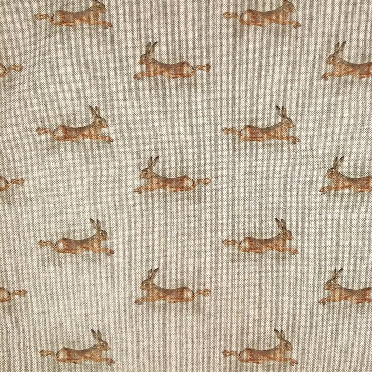 Leaping Hare Rabbit Beige Tablecloth Napkins, Round Oval Rectangle , Handmade UK