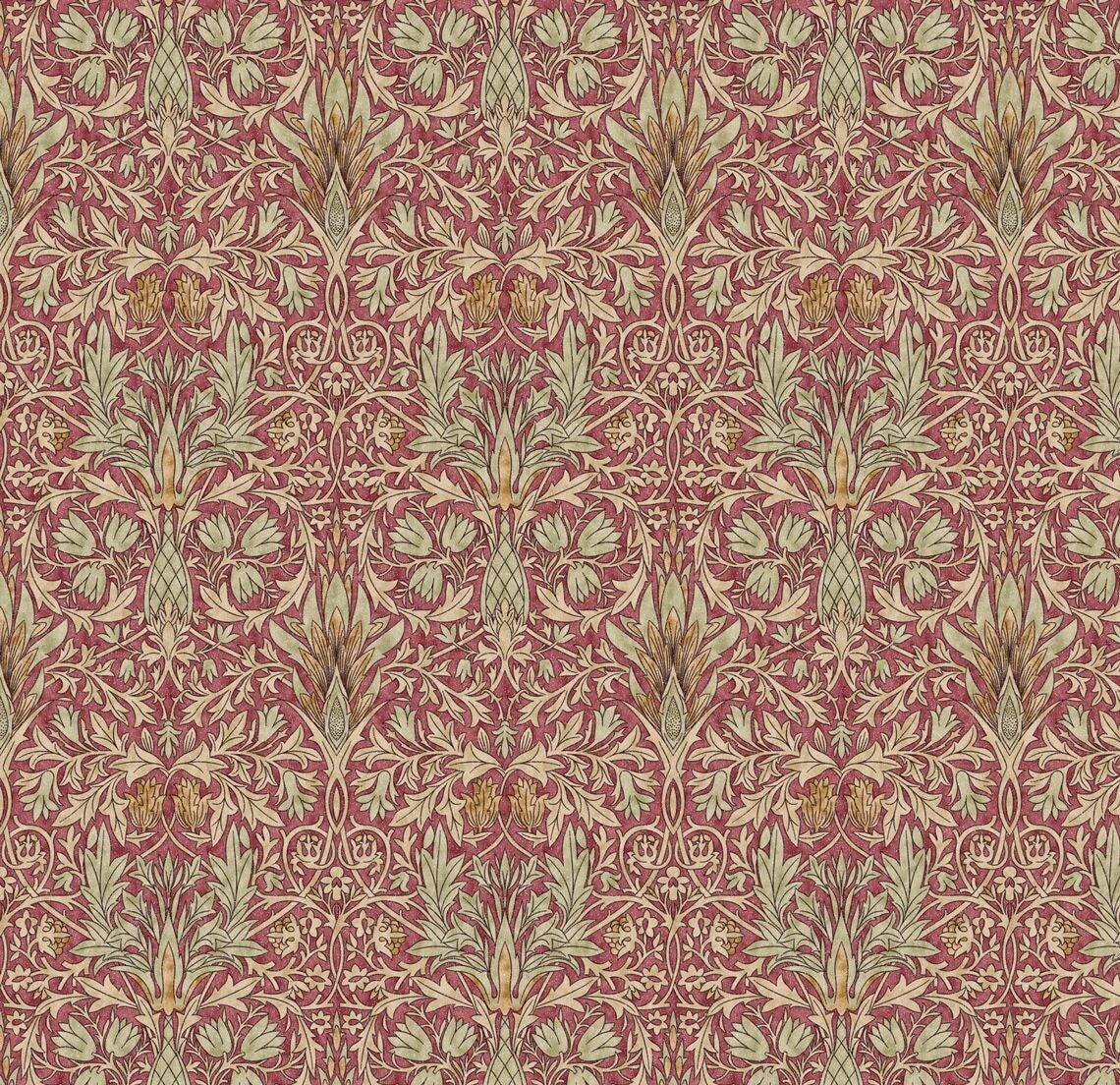 William Morris Snakeshead Tablecloth: Wine Red Floral Print, Handmade Cotton