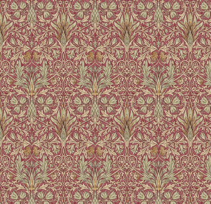 William Morris Snakeshead Tablecloth: Wine Red Floral Print, Handmade Cotton