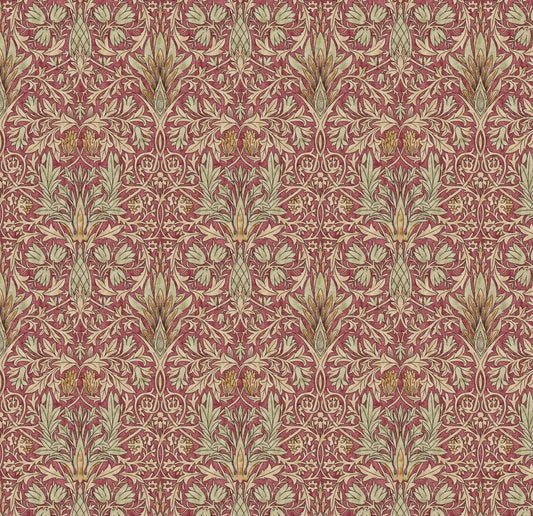 William Morris Snakeshead Tablecloth: Wine Red Floral Print, Handmade Cotton