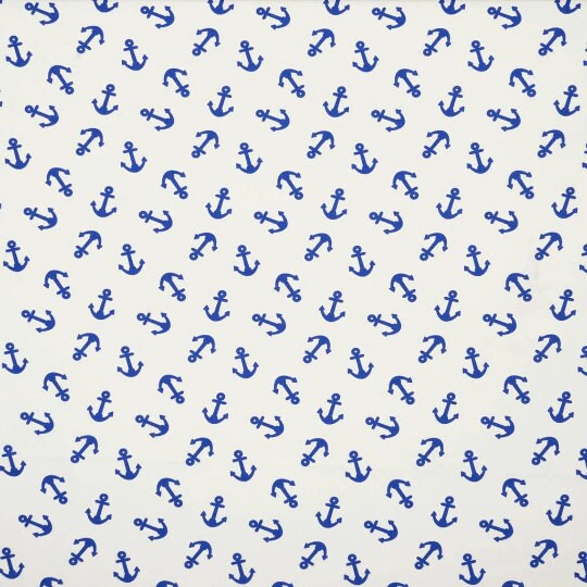 Marine Anchor Nautical White Blue Tablecloth , Anchor Tablecloth , Cotton Tablecloth , Round Oval Tablecloth , Rectangle Tablecloth