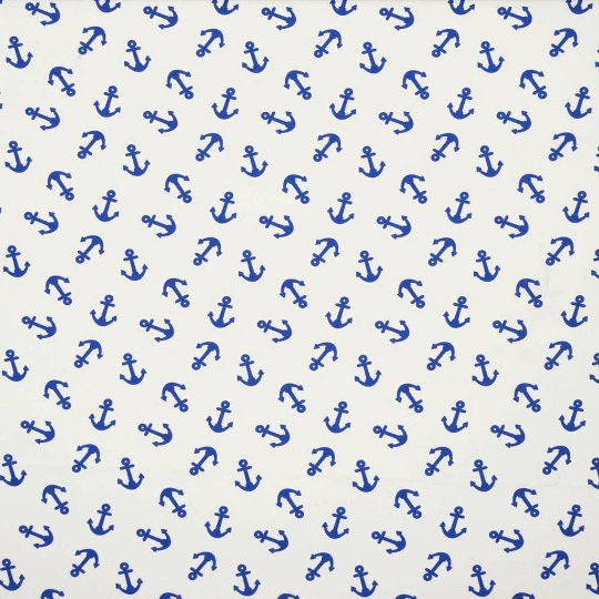 Marine Anchor Nautical White Blue Tablecloth , Anchor Tablecloth , Cotton Tablecloth , Round Oval Tablecloth , Rectangle Tablecloth