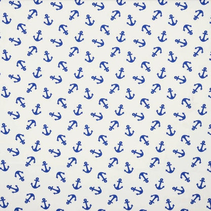 Marine Anchor Nautical White Blue Tablecloth , Anchor Tablecloth , Cotton Tablecloth , Round Oval Tablecloth , Rectangle Tablecloth