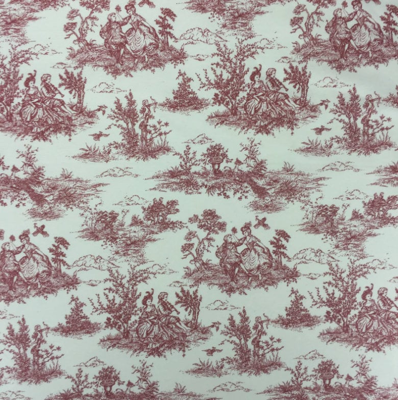 Red Toile De Jouy Tablecloth, French Vintage Style, Handmade