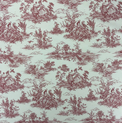 Red Toile De Jouy Tablecloth, French Vintage Style, Handmade