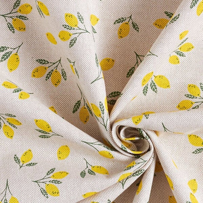 Lemons Tablecloth , Cotton Linen Look Round Oval Rectangle , Handmade UK