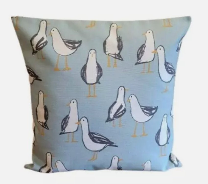 Seagull Laridae Nautical Marine Seaside Duckegg Blue Cushion Cover , Throw Pillow , Scatter Cushions , Cushion Cover UK