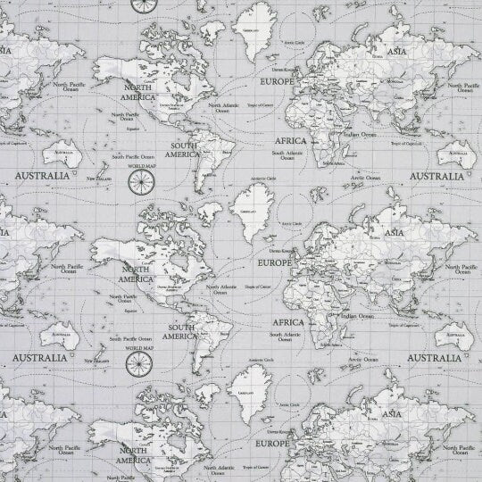 World Atlas Map Grey Tablecloth , Round Tablecloth , Square Tablecloth , Rectangle Square Tablecloth UK