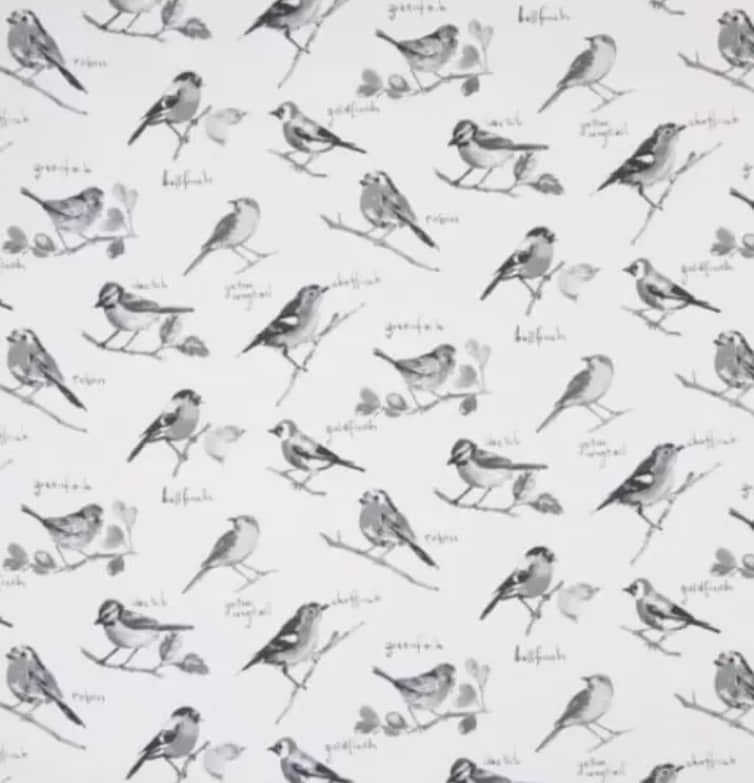 Garden Birds Retro Graphite Grey Cushion Cover , Throw Pillow , Scatter Cushions , Cushion Cover UK