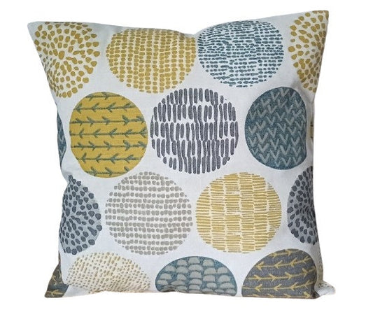 Casa Circle Geometric Ochre Mustard Yellow Grey Cushion Cover , Throw Pillow , Scatter Cushions , Cushion Cover UK