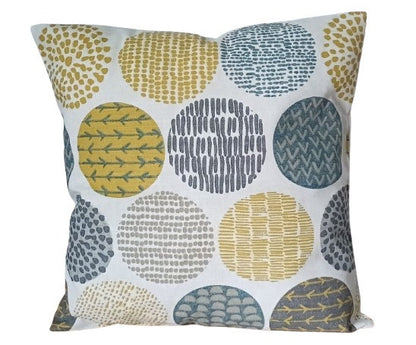 Casa Circle Geometric Ochre Mustard Yellow Grey Cushion Cover , Throw Pillow , Scatter Cushions , Cushion Cover UK