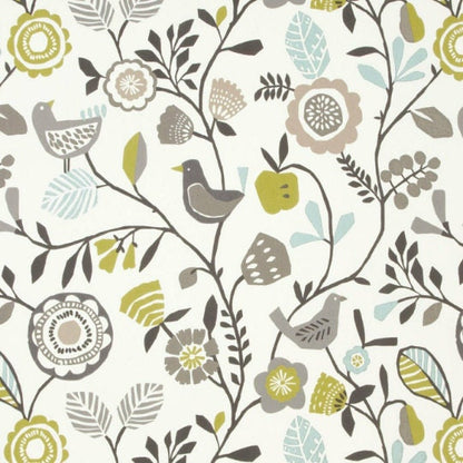 Scandi Birds Tablecloth , Folki Chartreuse Charcoal Table Cover , Round Oval Square Rectangle Square , Handmade UK