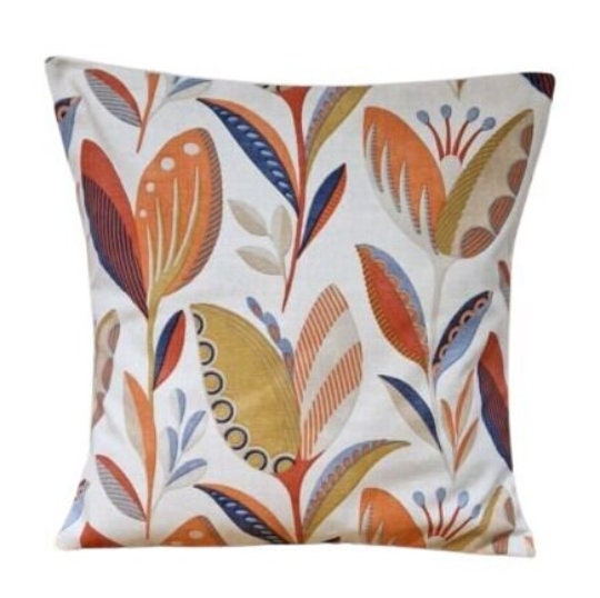 Leon Burnt Orange Floral Cushion Cover , Throw Pillow , Scatter Cushions , Cushion Cover UK