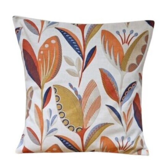 Leon Burnt Orange Floral Cushion Cover , Throw Pillow , Scatter Cushions , Cushion Cover UK