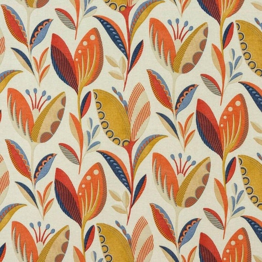 Leon Burnt Orange Floral Cushion Cover , Throw Pillow , Scatter Cushions , Cushion Cover UK