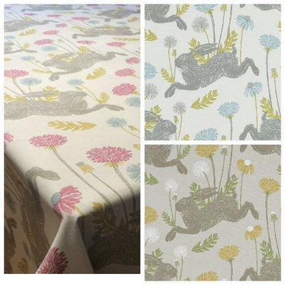 March Hare Bunny Tablecloth , Easter Tablecloth , Floral Tablecloth , Round, Square, Rectangle Tablecloth , Tablecloth UK