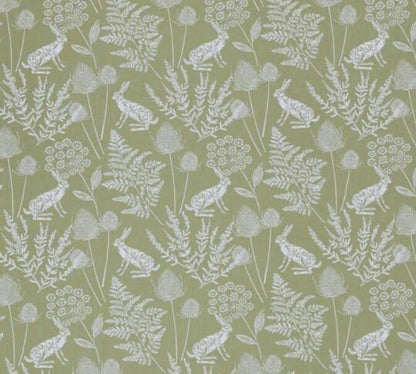 Kielder Hare Rabbit Sage Green Cushion Cover