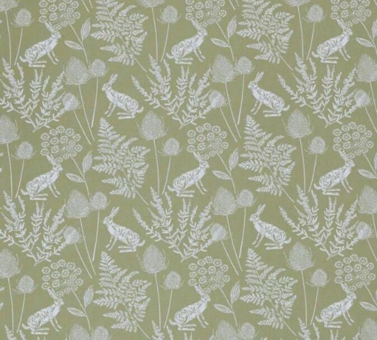 Kielder Hare Rabbit Sage Green Cushion Cover