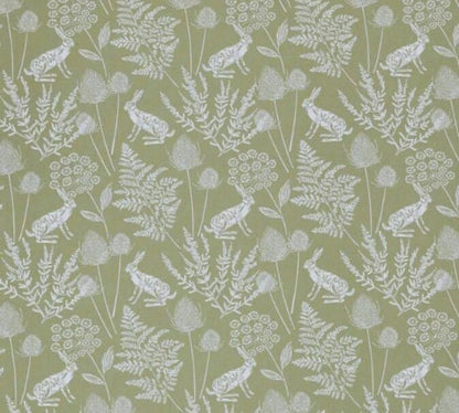 Kielder Hare Rabbit Sage Green Cushion Cover