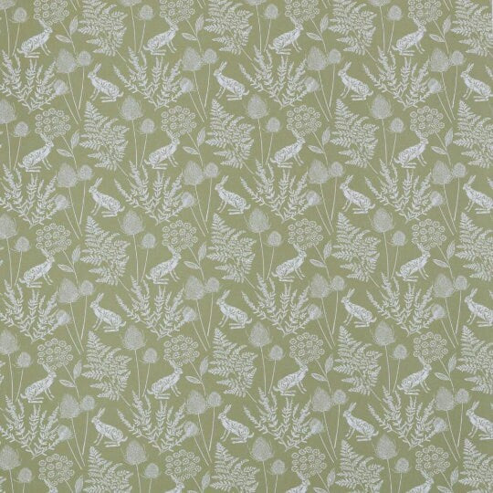Kielder Hare Rabbit Sage Green Cushion Cover