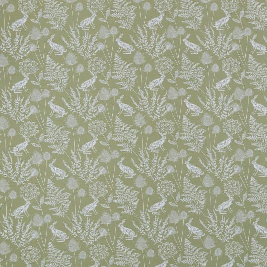Kielder Hare Rabbit Sage Green Cushion Cover