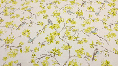 Birdsong Blossom Cotton Tablecloth , Round Oval Rectangle . Handmade UK