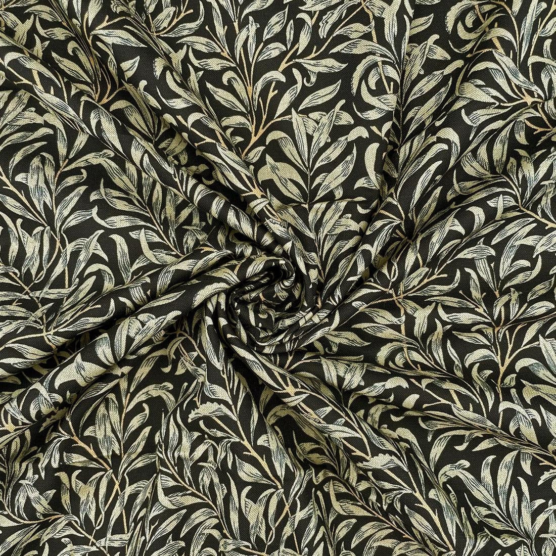 William Morris Willow Bough Tablecloth, Ebony Black, Handmade in UK