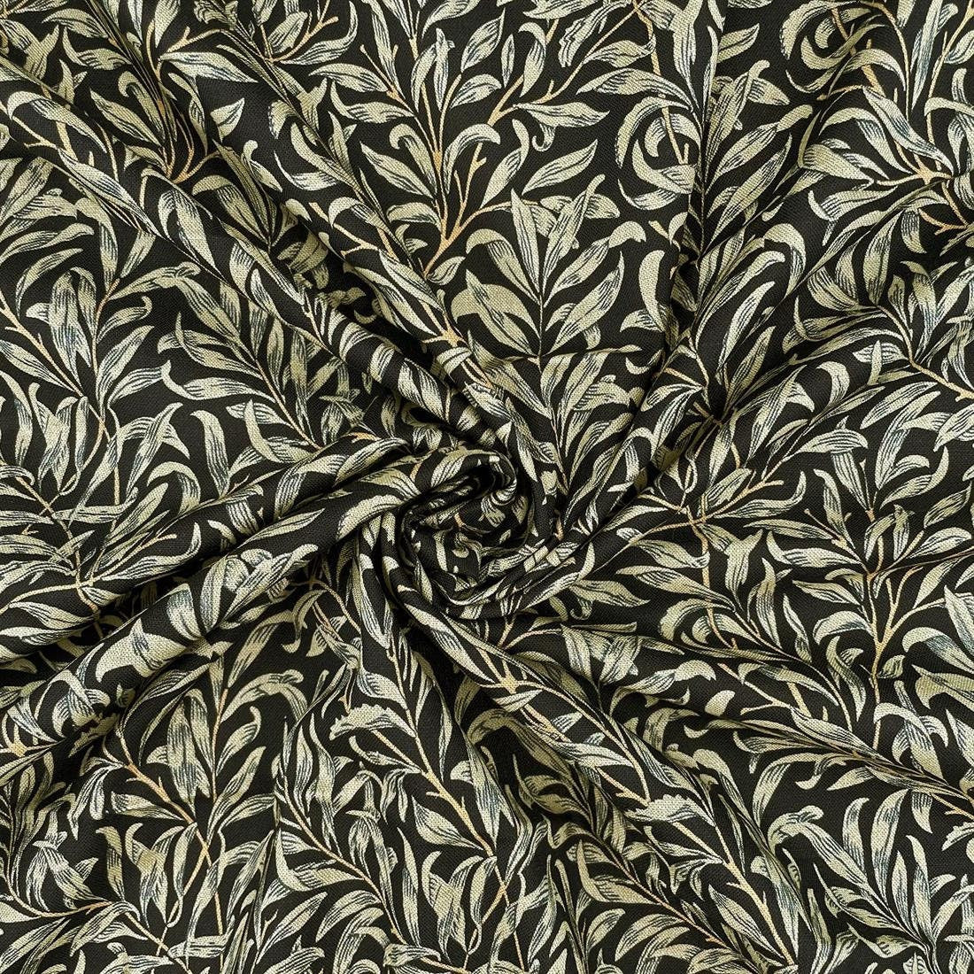 William Morris Willow Bough Tablecloth, Ebony Black, Handmade in UK