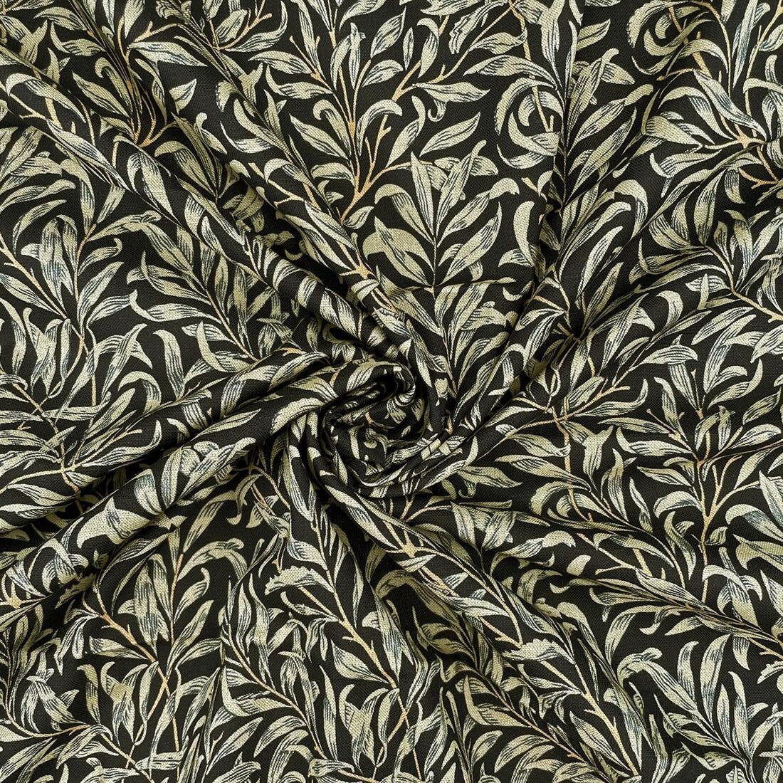 William Morris Willow Bough Tablecloth, Ebony Black, Handmade in UK