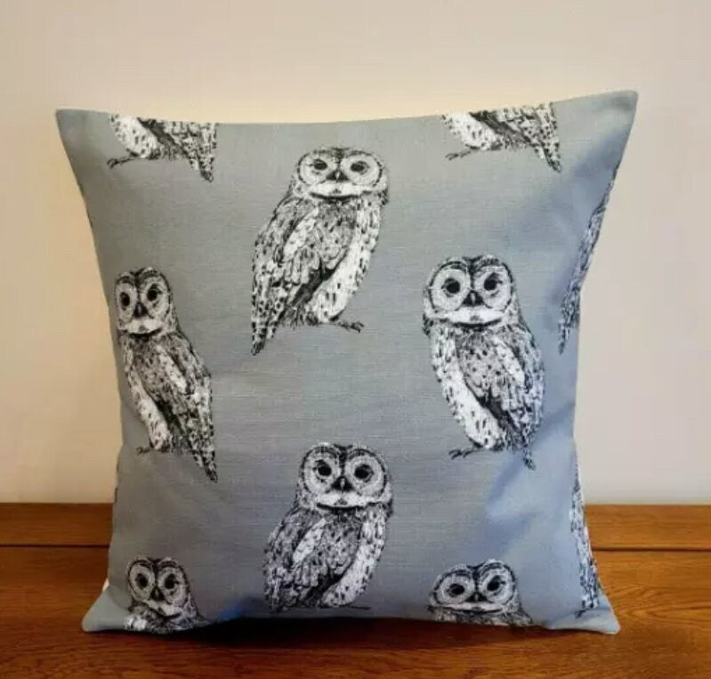 Owl Flint Grey Cushion Cover , Throw Pillow , Scatter Cushions , Cushion Cover UK