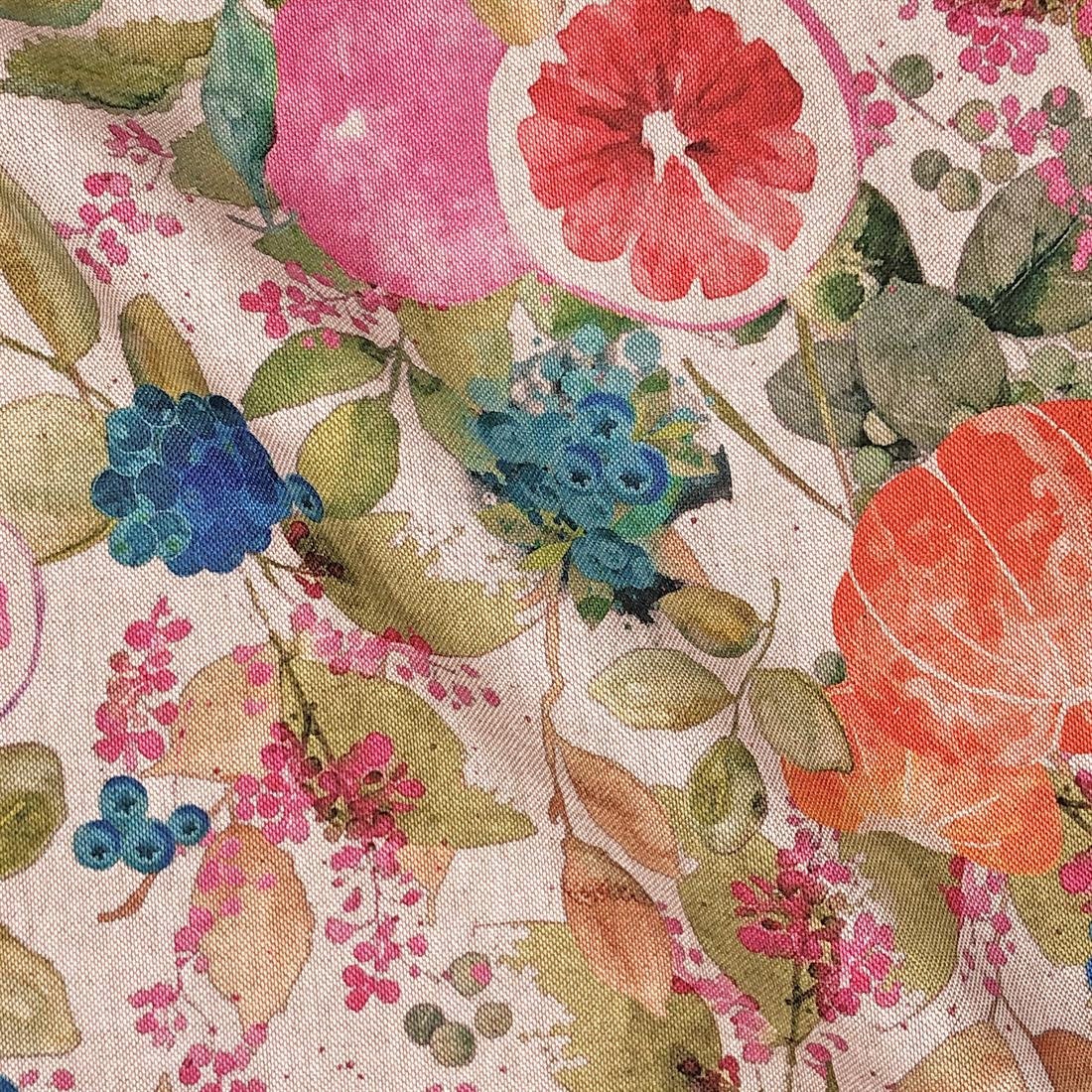 Fruits Print Natural Tablecloth , Round Oval Rectange Table cloth , Handmade in UK