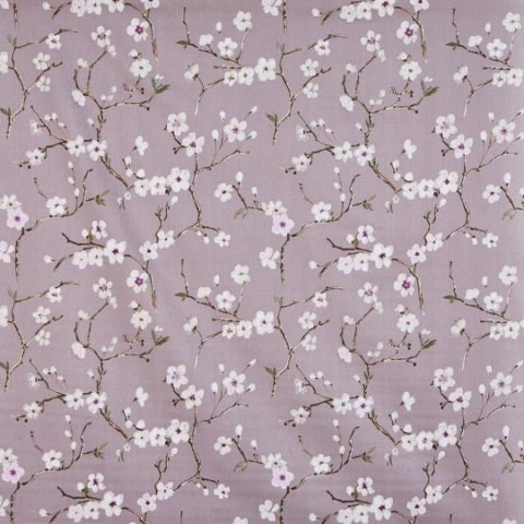 Japanese Cherry Blossom Tablecloth, Emi Heather Purple, 100% Cotton, Handmade in UK
