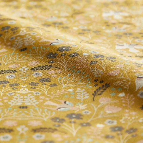 Folklore Birds Floral Ochre Yellow Tablecloth , Flowers Tablecloth , Floral Tablecloth , Round Rectangle Tablecloth , Oval Tablecloth